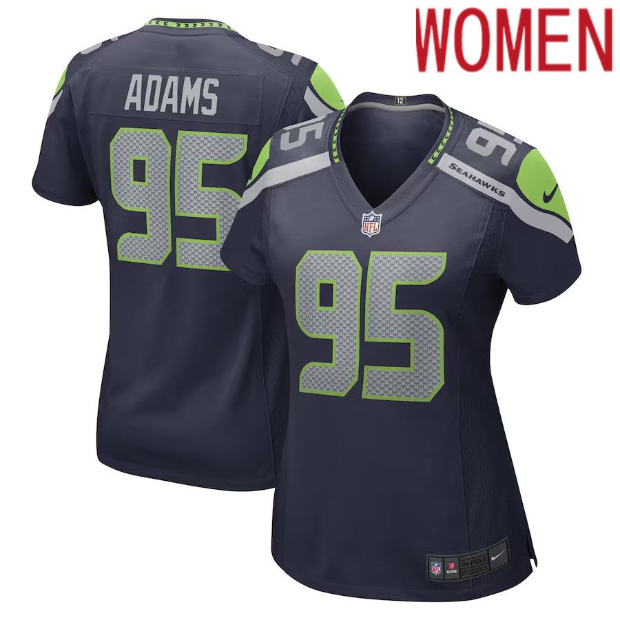Women Seattle Seahawks #95 Myles Adams Nike College Navy Game Player NFL Jersey->women nfl jersey->Women Jersey